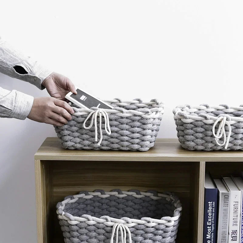 Cotton rope basket for various storage and Nordic decoration - view 3