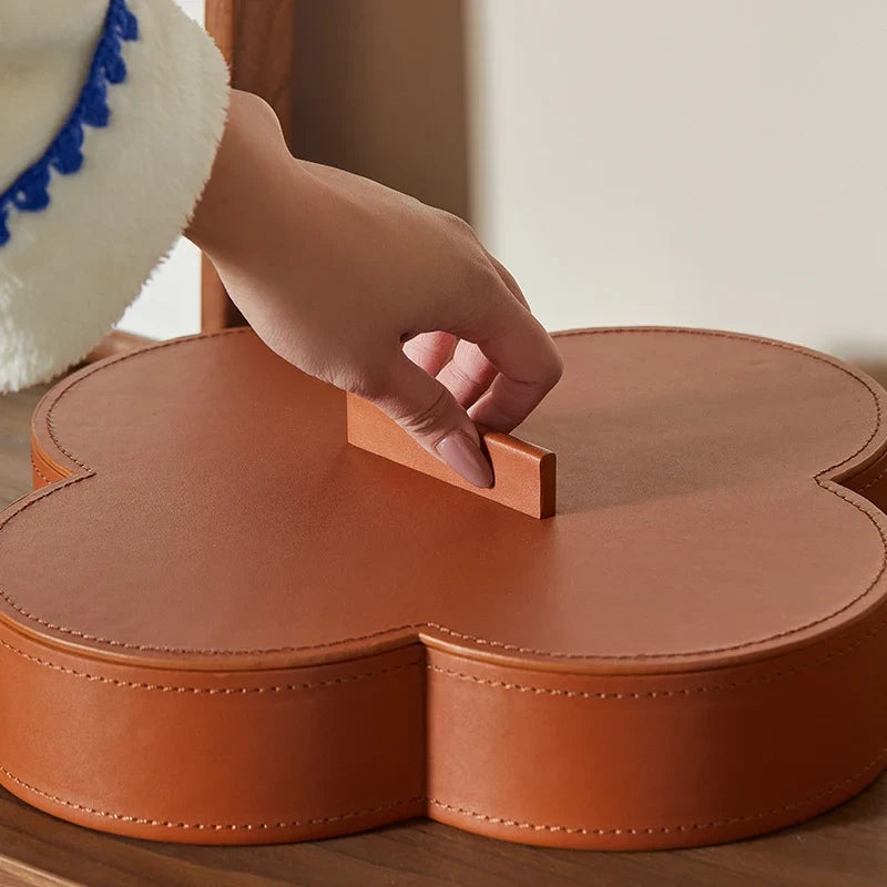 High-end leather round storage box for jewelry and decorative objects - view 3