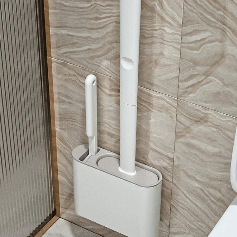 Silicone toilet brush set with wall holder for bathroom - view 2