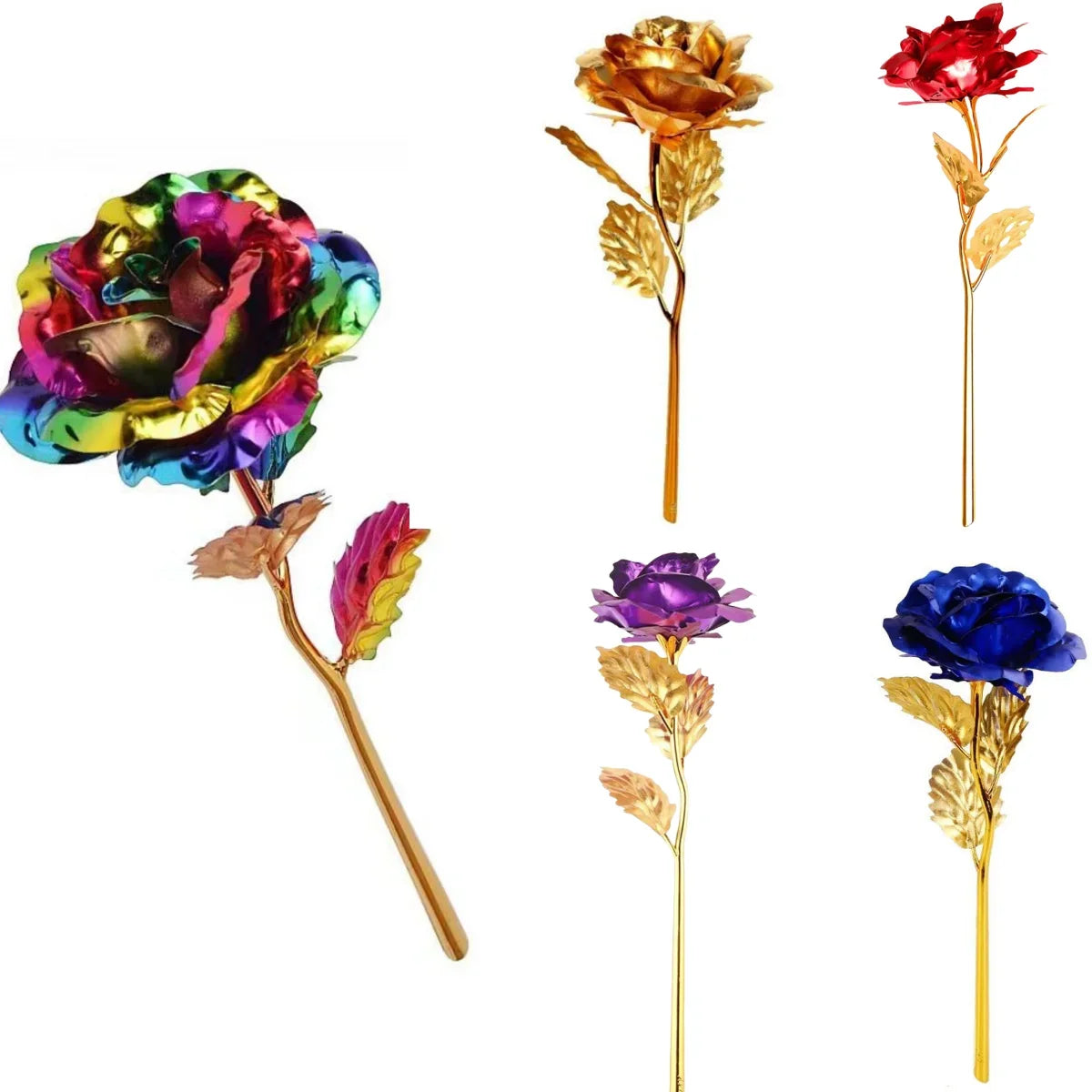 Artificial rose flower in decorative gold metal to offer