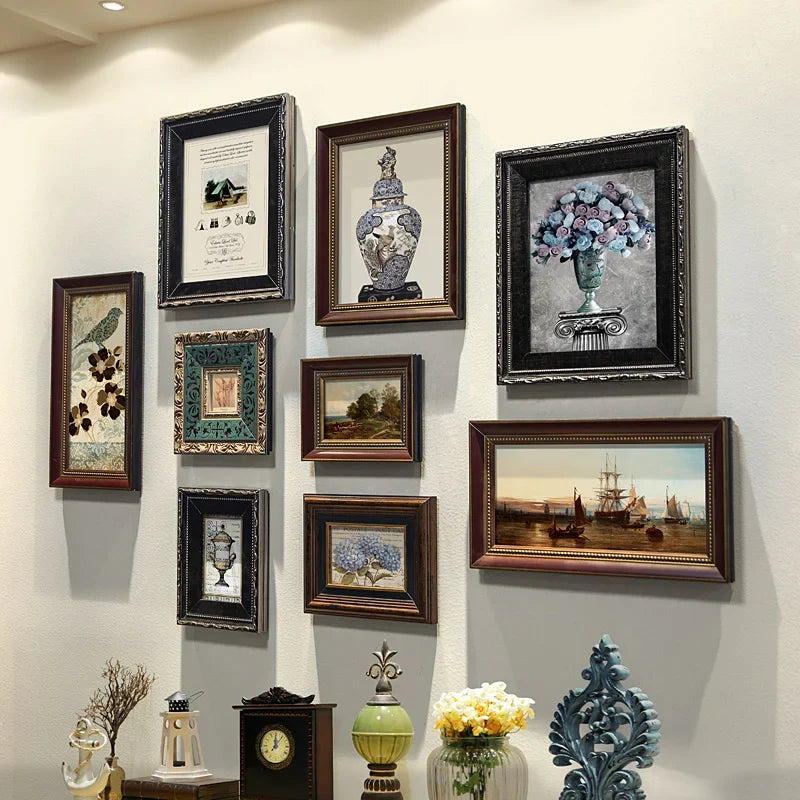 Retro wooden photo frame for interior decoration - J
