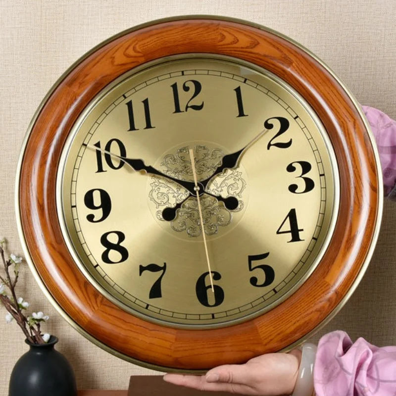 Vintage wooden wall clock elegant design silent luxury decor - view 3