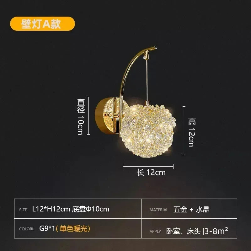 Nordic wall sconce design in decorative crystal ball - One