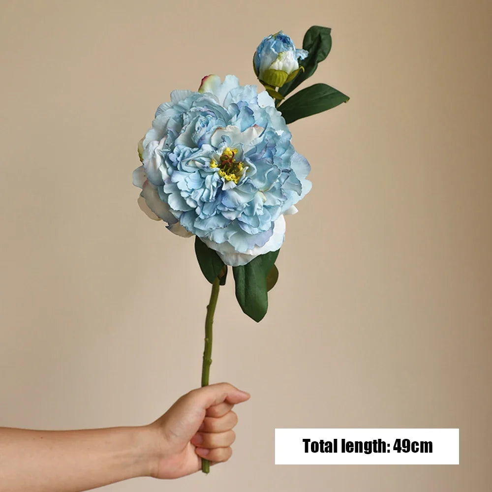 Artificial silk peonies bouquet for wedding and interior decoration - Light Blue