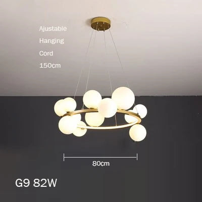 Glass chandelier modern design with bubbles for elegant interior - White light / Dia80C