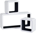 Set of 3 cube floating shelves for storage and interior decoration - White Black