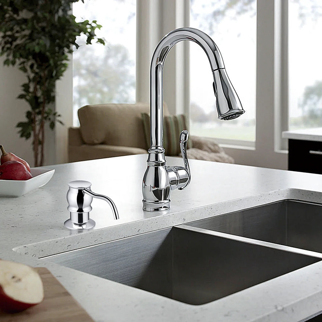 Liquid soap dispenser with brass pump for kitchen - view 8