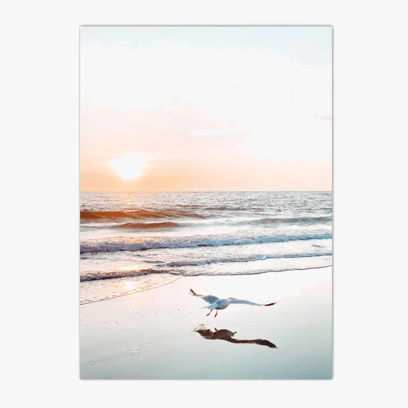 Sunrise Beach Canvas Wall Poster, Modern Decor, Design F