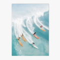 Sunrise poster on the beach and waves