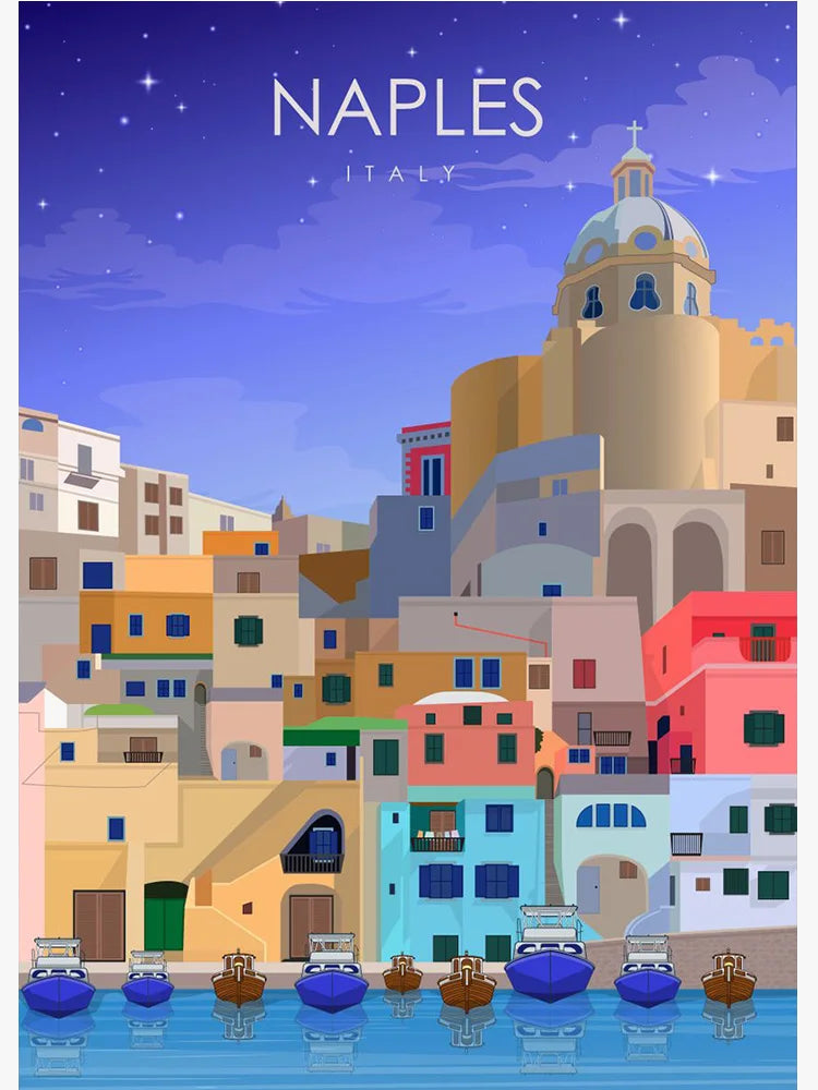 Wall art travel poster from Cairo Naples and Madeira decorative