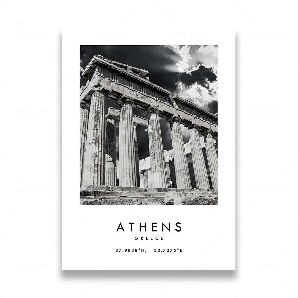Photo poster of travel in black and white city wall decor