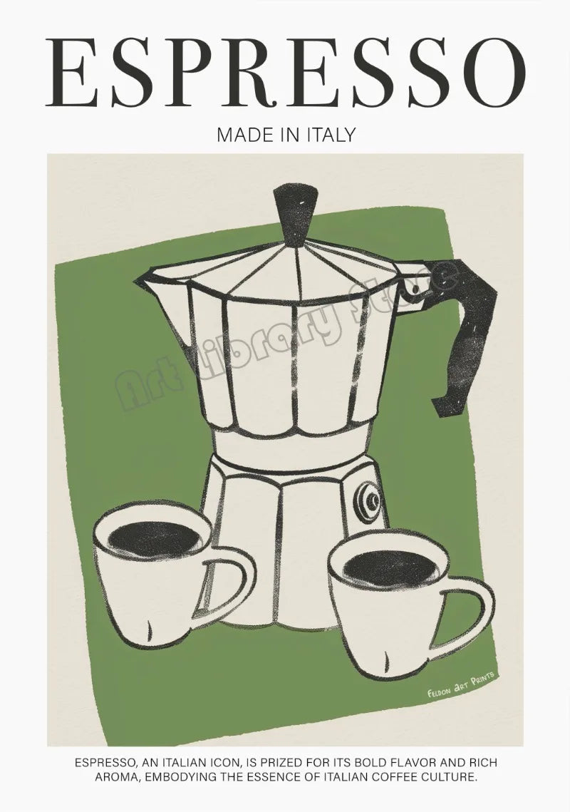 Vintage poster Italian landscape food and Mediterranean coffee