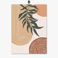 Boho abstract posters with sun leaves for wall decoration