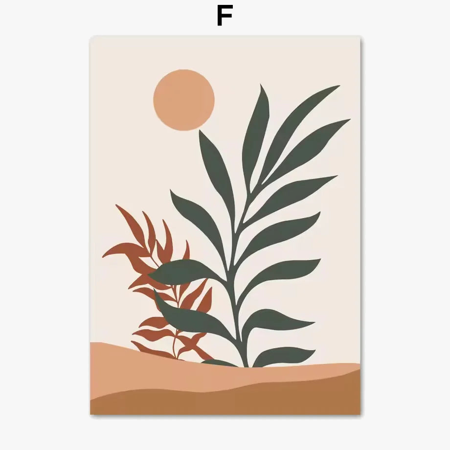 Abstract posters boho rainbow leaves for wall decoration
