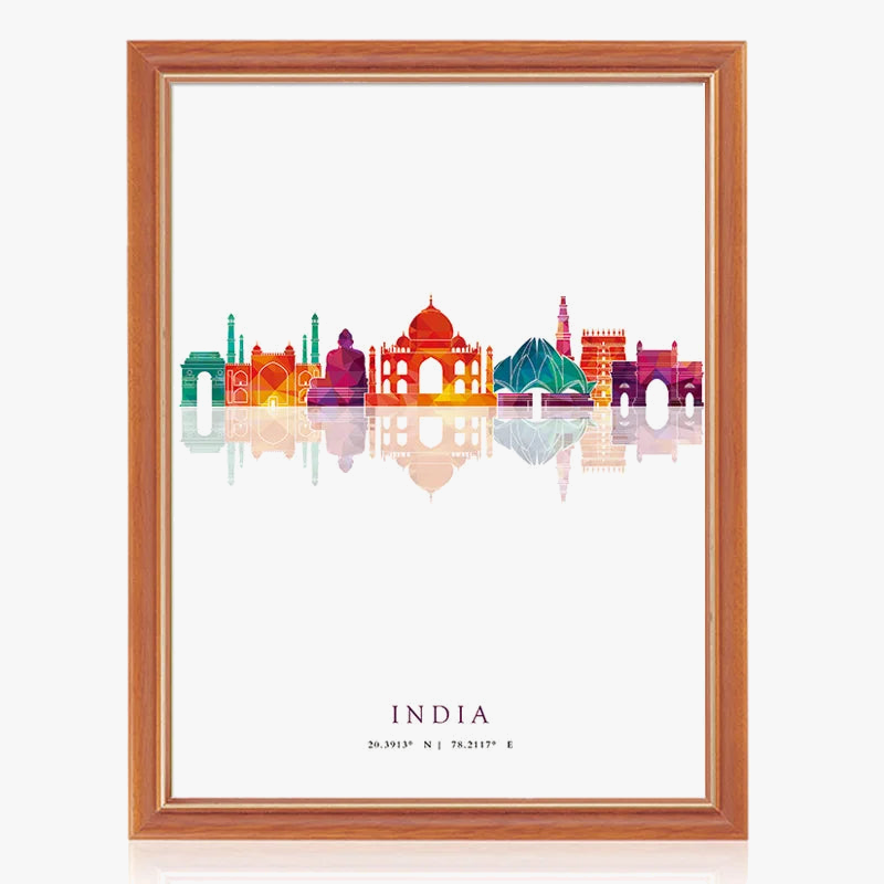 Paris New York and Madrid Skyline Canvas Wall Art Poster