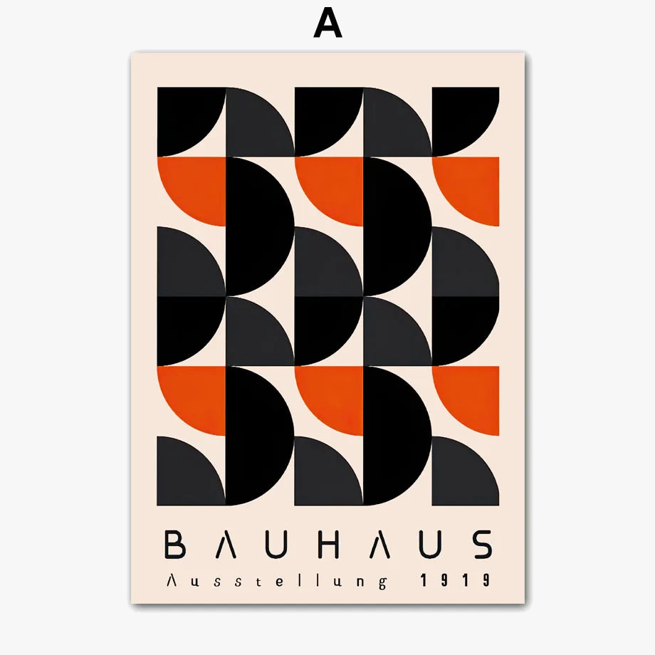 Bauhaus Style Geometric Wall Art Poster for Living and Dining Rooms