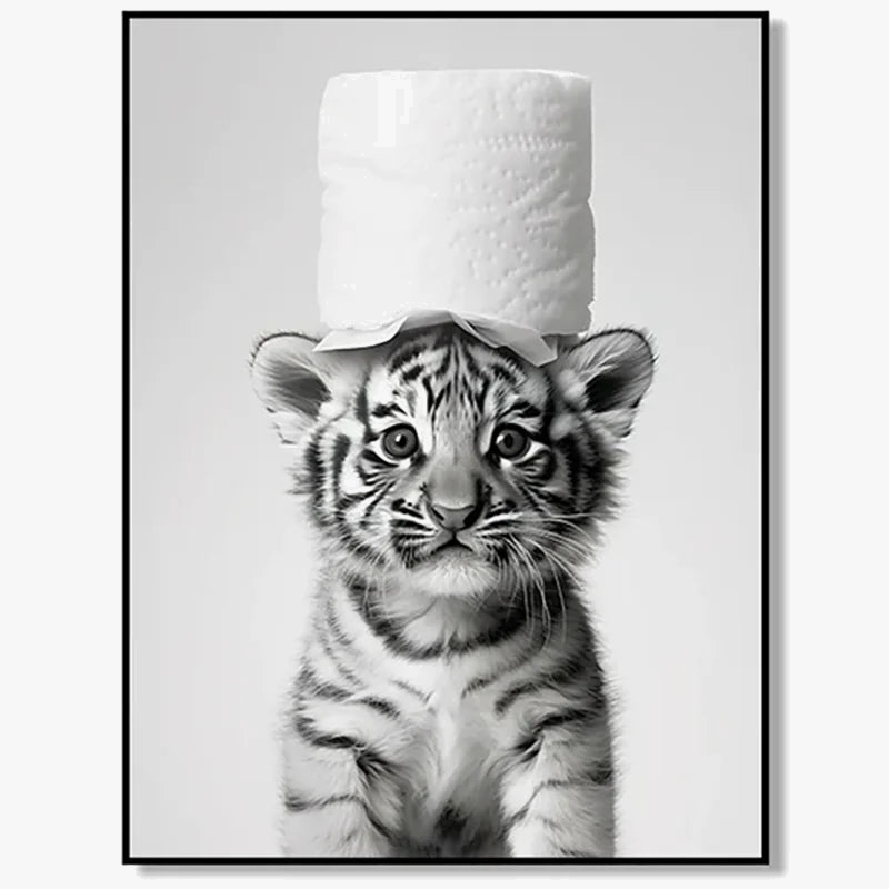 Black and white art posters with animals for wall decoration