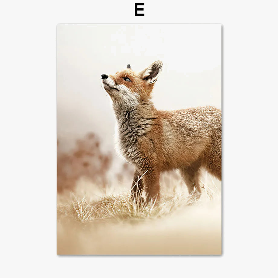 Natural landscape posters lake beach fox art wall decoration