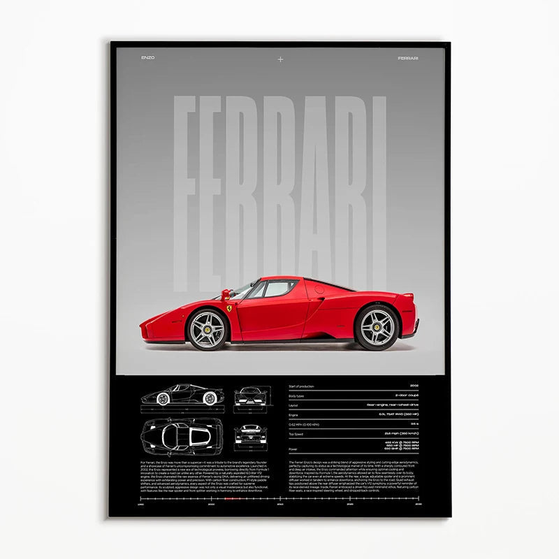 Classic Car Black and White Canvas Poster, Design F0065-7