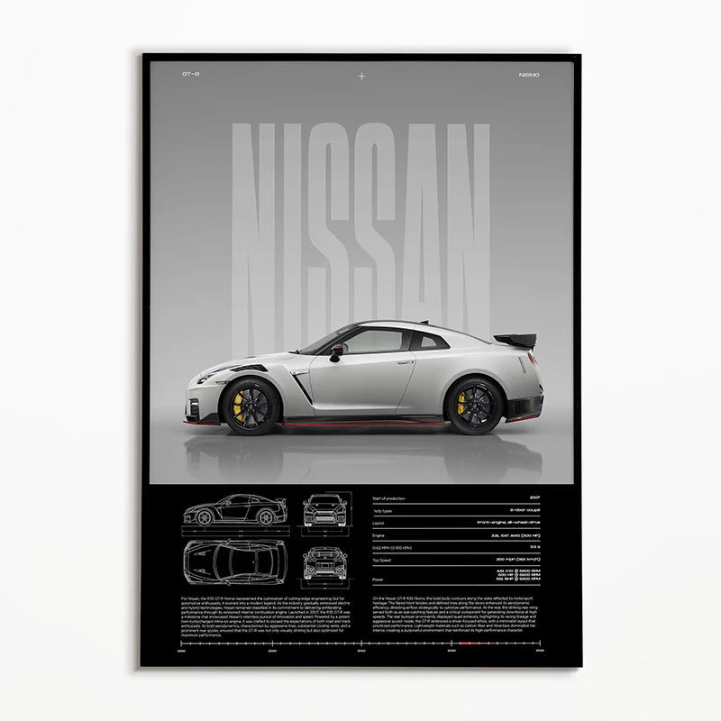 Classic Black and White Car Poster, Design F0065-4