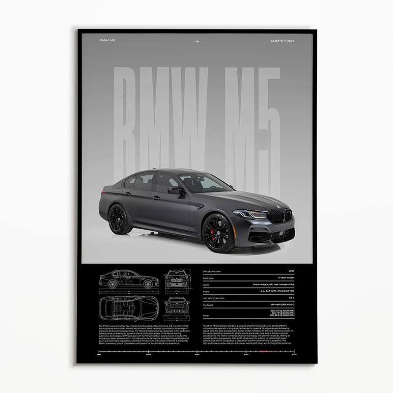 Black and White Classic Car Canvas Print, Design F0065-10