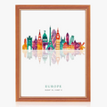 City Skyline Poster Print in Europe for Home Decor