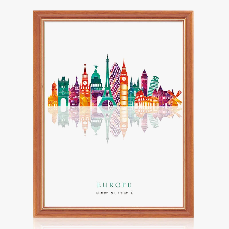 City Skyline Poster Print in Europe for Home Decor