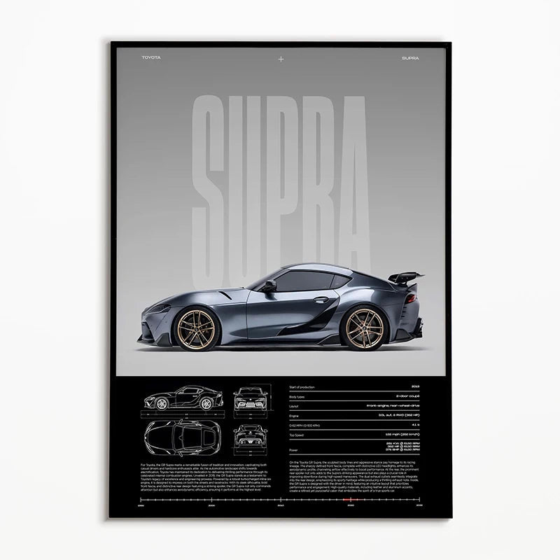 Black and White Classic Car Canvas Print, Design F0065-15