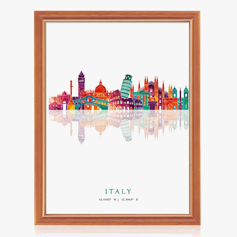 Skyline posters of cities modern decorative wall art
