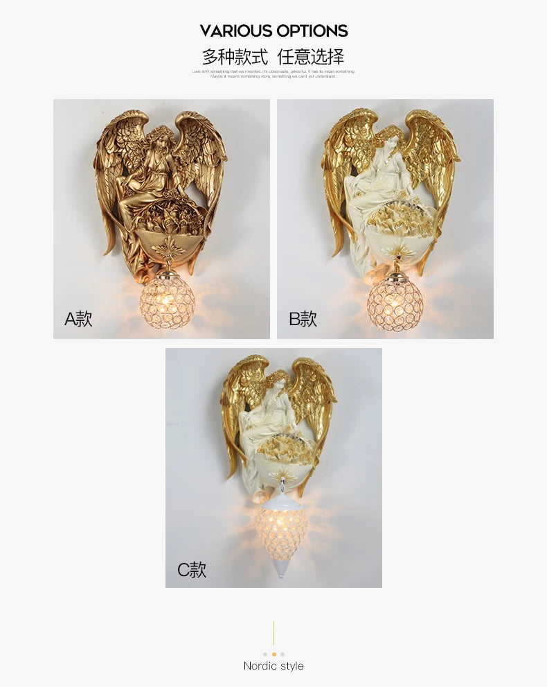 Decorative retro angel wall sconce for living room and restaurant - view 6
