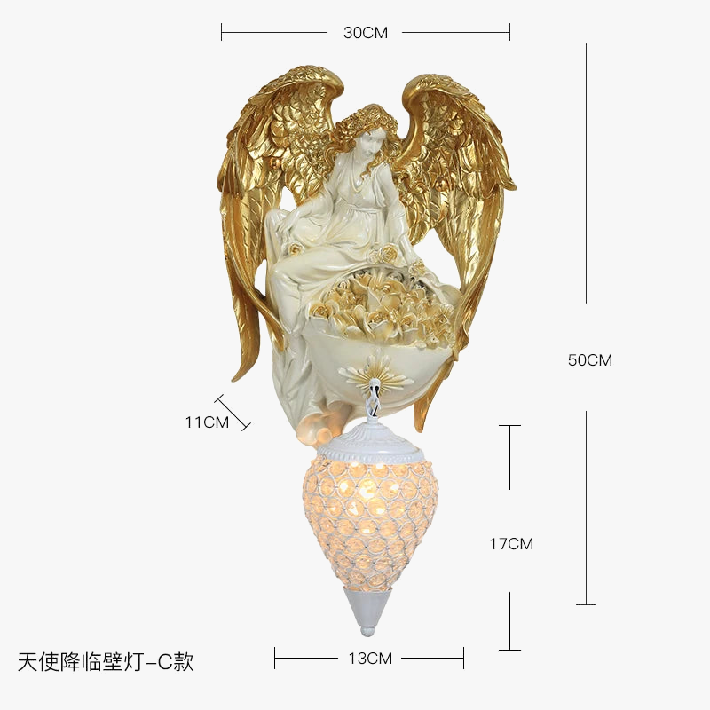 Decorative retro angel wall sconce for living room and restaurant - view 9
