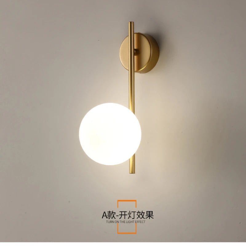 Wall sconce glass ball with LED decorative design