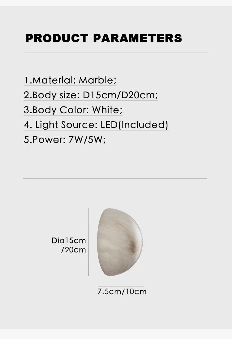 Dolomite marble wall sconce Nordic design round interior lighting - view 5