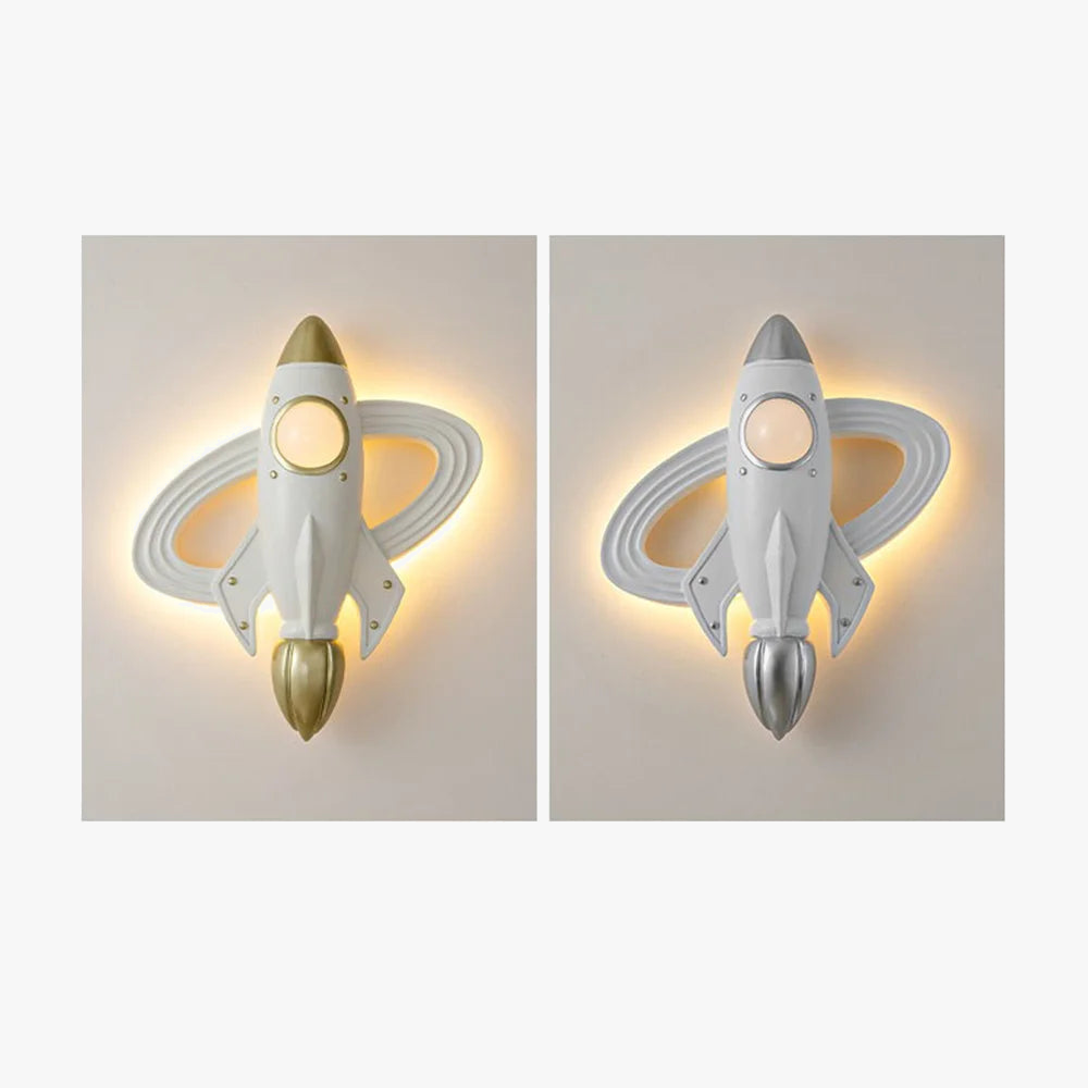 Led space rocket wall sconce for children's room with remote control - view 3