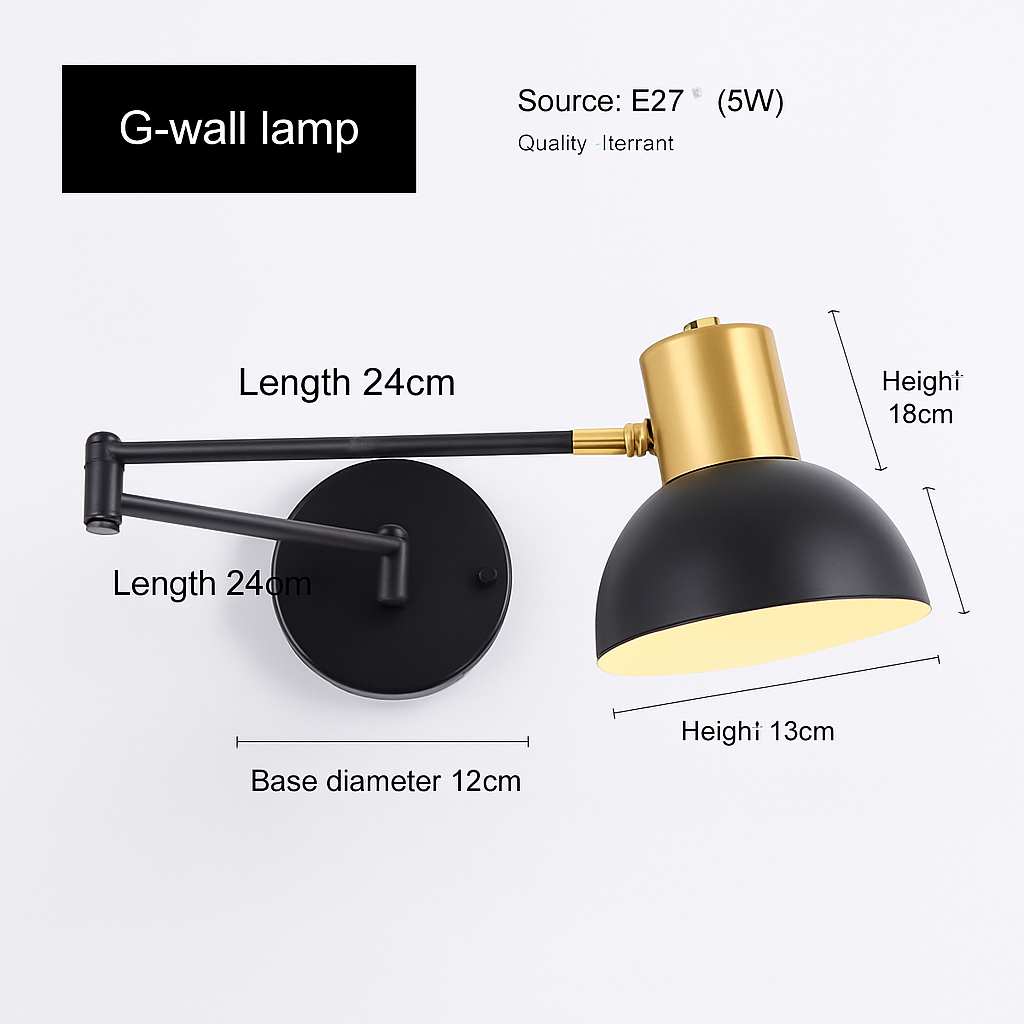 Led wall sconce with variable intensity for reading and study - G