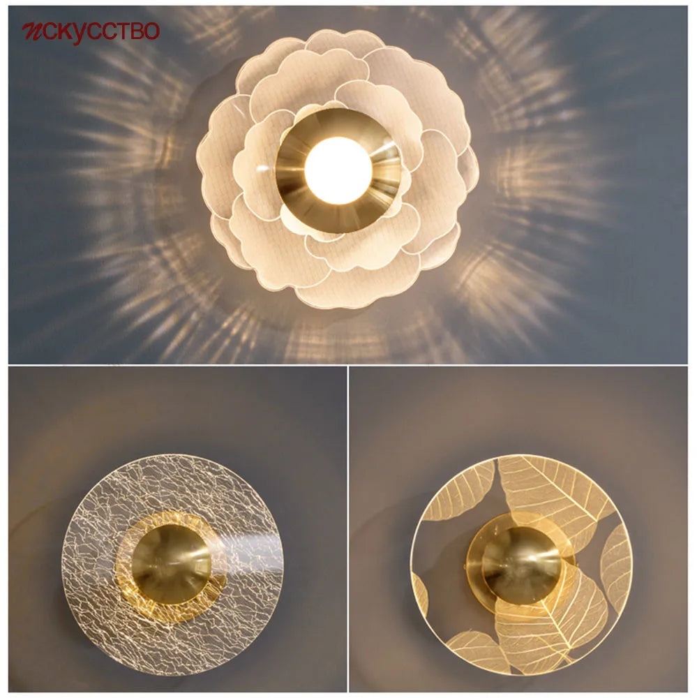 Modern led wall sconce with interchangeable flowers for interior decoration - view 3