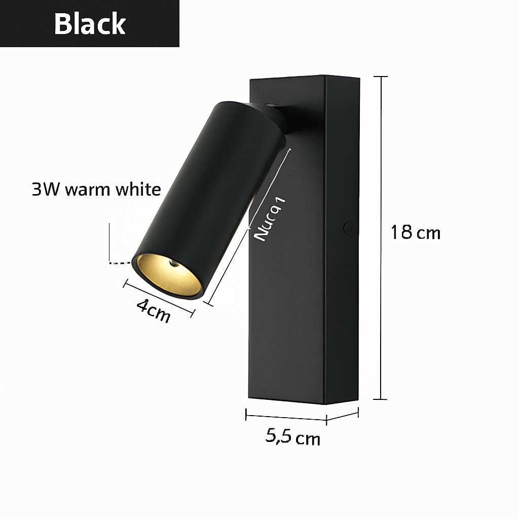 Modern rotating led wall sconce for reading - Black