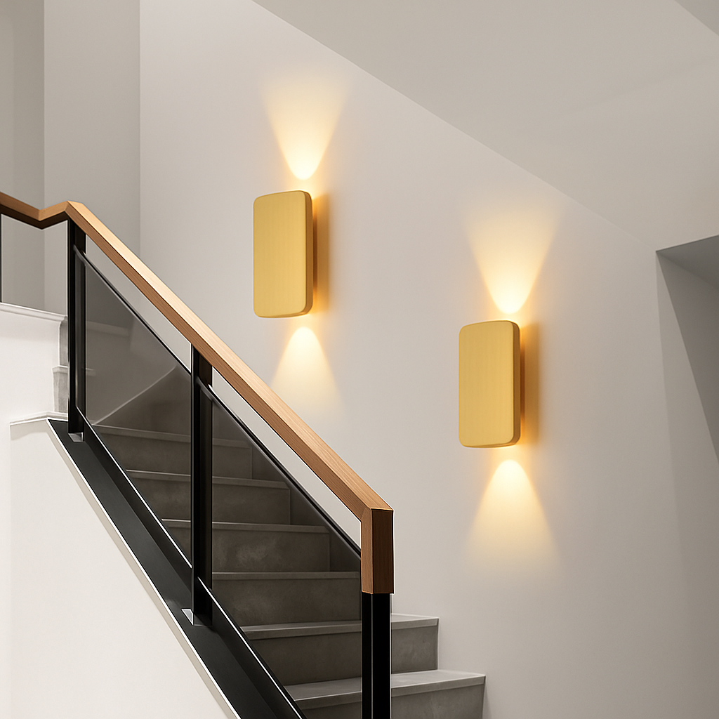 Modern wall sconce in brushed aluminium for interior lighting - view 2