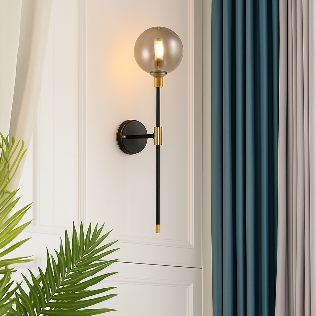 Modern wall sconce in the shape of a magic black iron bean - view 2