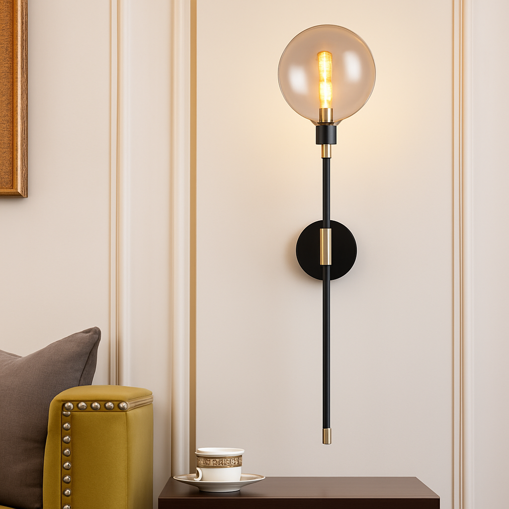 Modern wall sconce in the shape of a magic black iron bean - view 3