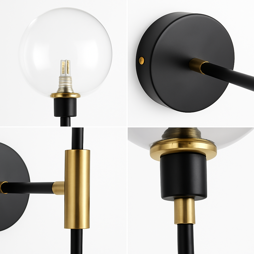 Modern wall sconce in the shape of a magic black iron bean - view 4