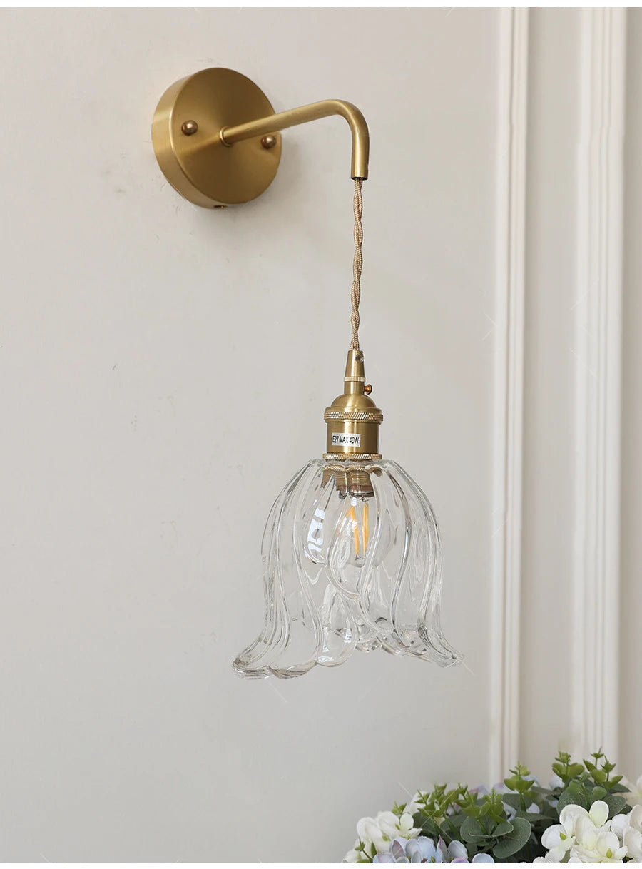Modern wall sconce in glass and brass adjustable for elegant interior - view 3