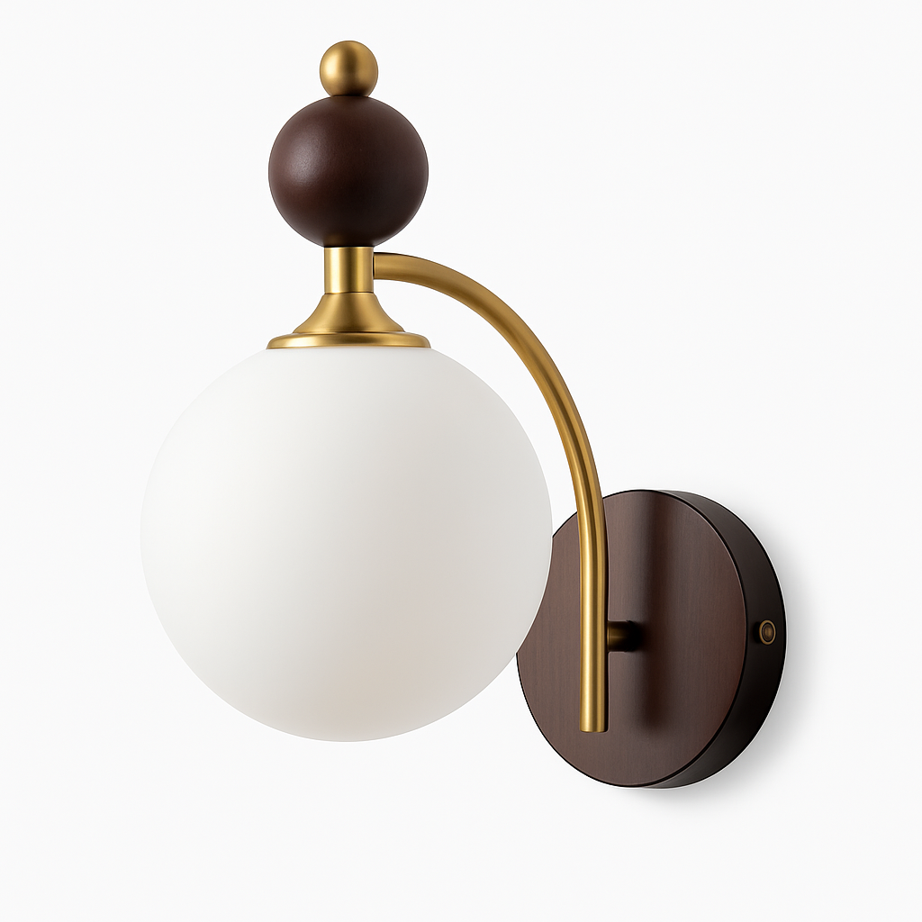 Neoclassical wooden wall sconce with Japanese glass anti blue light - view 3