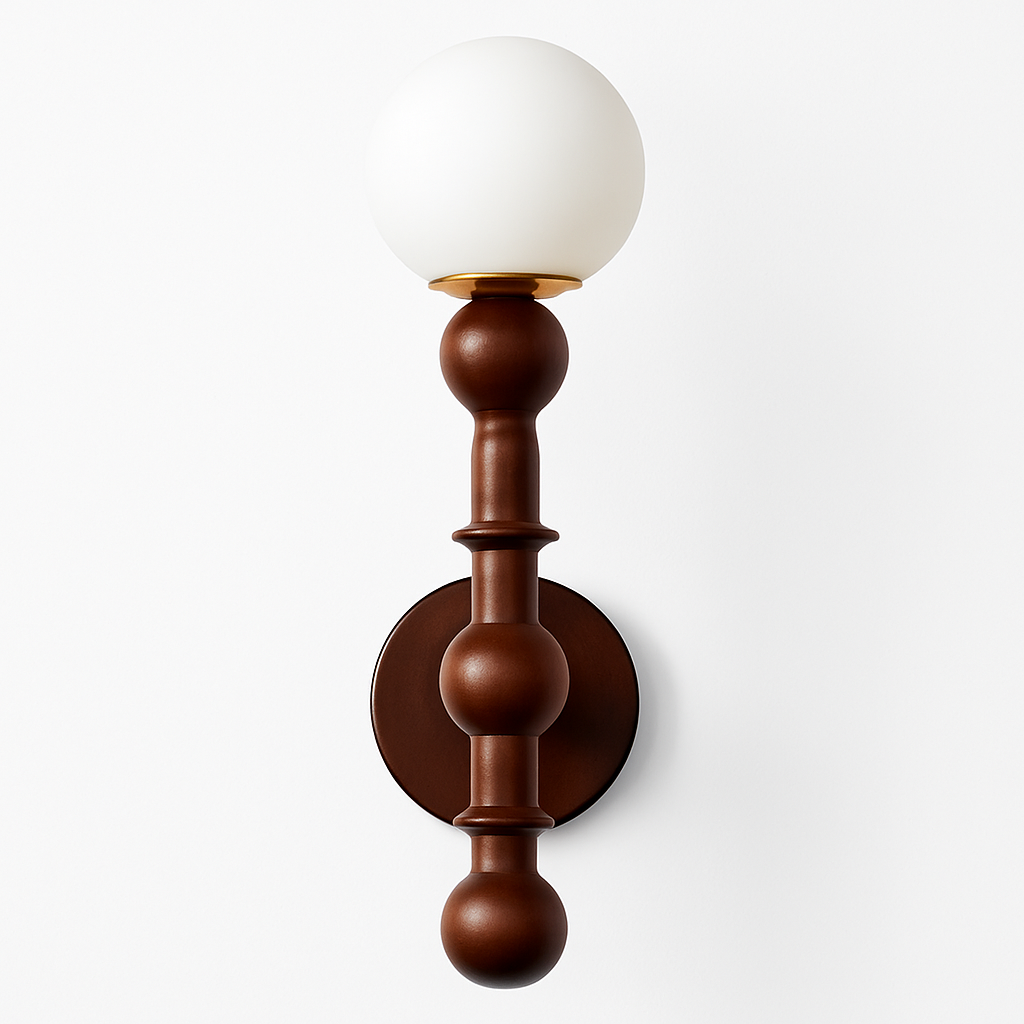 Neoclassical wooden wall sconce with Japanese glass anti blue light - view 5