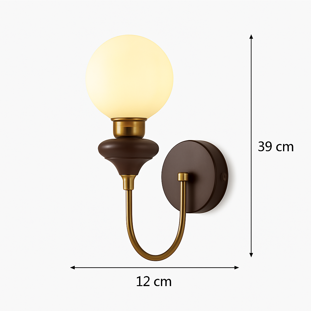 Neoclassical wooden wall sconce with Japanese glass anti blue light - W1 / 1 Bulb 12W