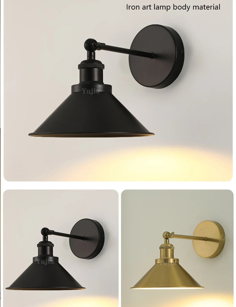 Height adjustable retro wall sconce with decorative lampshade - view 5