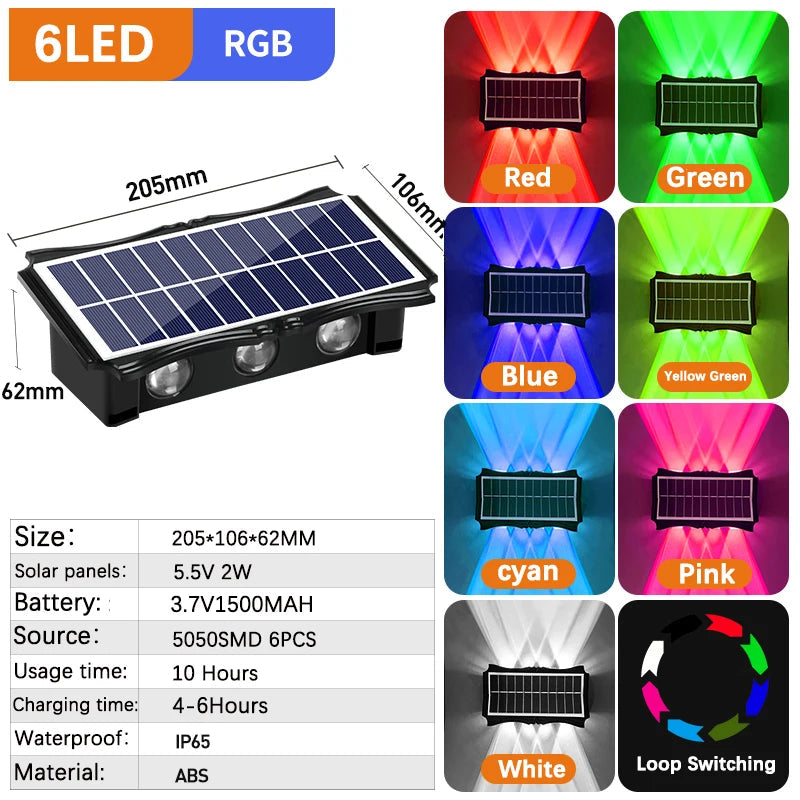 Waterproof solar wall sconce for decorative exterior lighting