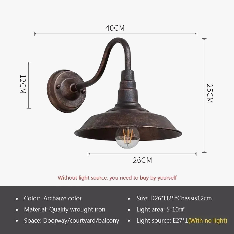 Waterproof wall sconce industrial style for outdoor garden and courtyard - view 9