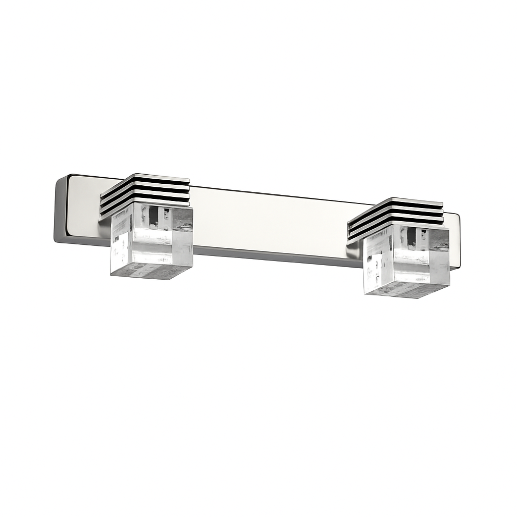 Tableware and LED chrome mirror and crystal - 2 lampes - 32cm - 6W / Chaude