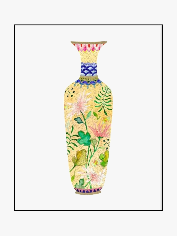 Watercolor flower vase modern wall art decorative print
